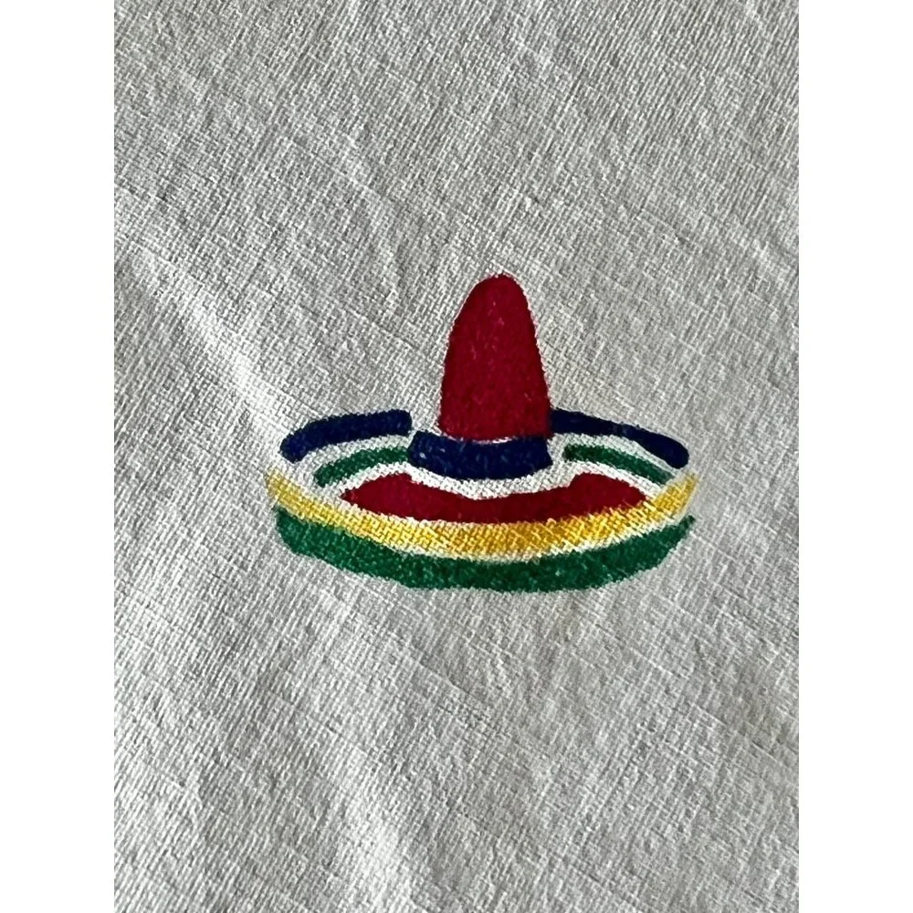 Southwestern Tablecloth 63” x 49” VTG With Red Green Yellow & Blue Stripes - Picture 9 of 16